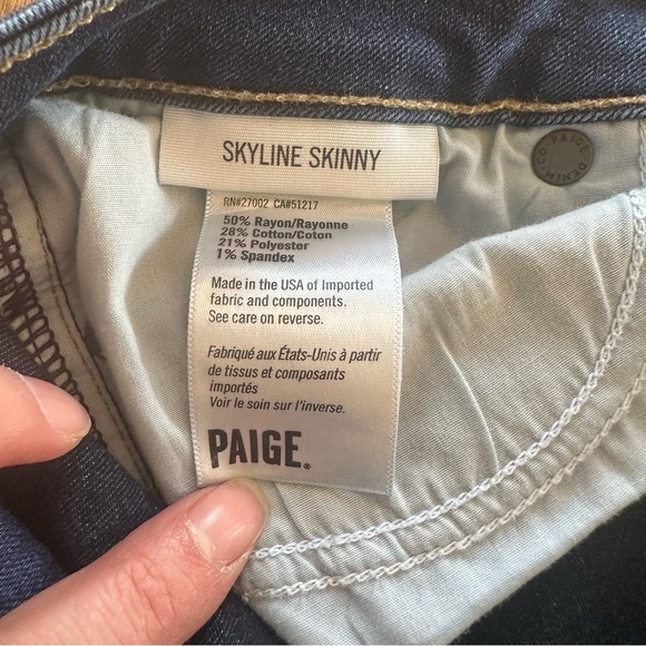 Paige Skyline Skinny Jeans Medium Dark Wash Blue Denim Size 29 Casual - Picture 12 of 14